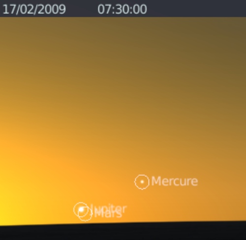 La planète Jupiter est en rapprochement avec la planète Mars