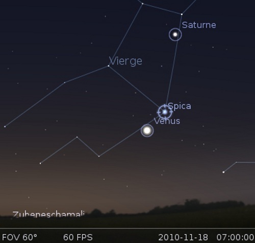 Vénus en rapprochement avec l'étoile Spica