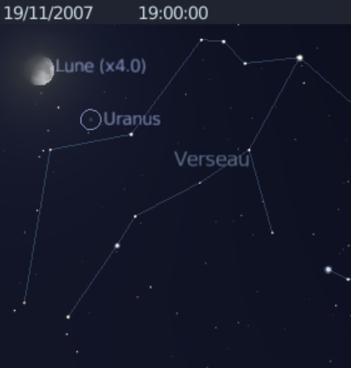 La Lune est en conjonction avec la planète Uranus