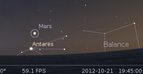Mars est en rapprochement avec Antarès