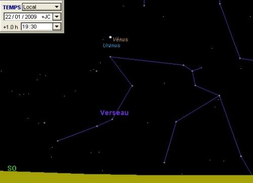 La planète Vénus est en rapprochement avec la planète Uranus