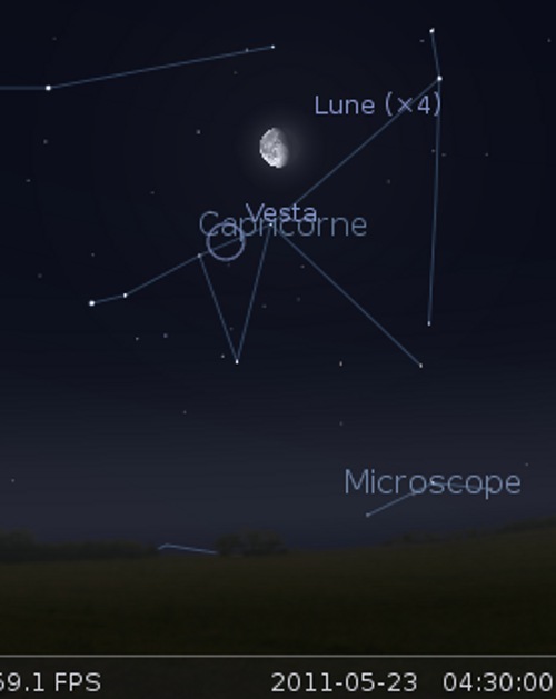 La lune en rapprochement avec Vesta