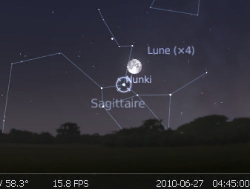 La Lune est en rapprochement avec l'étoile Nunki