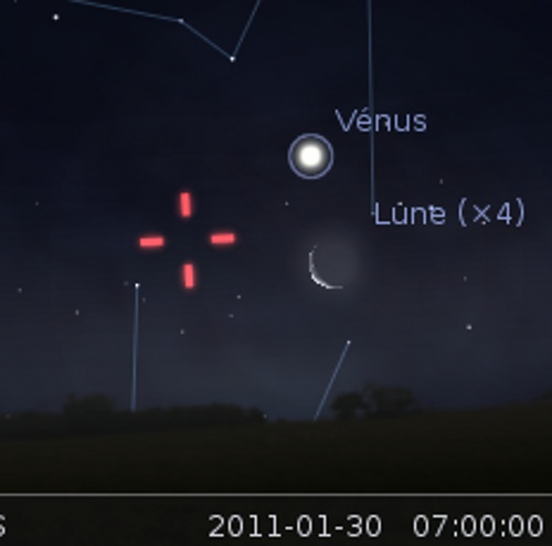 La Lune en rapprochement avec Vénus et la planète naine Vesta