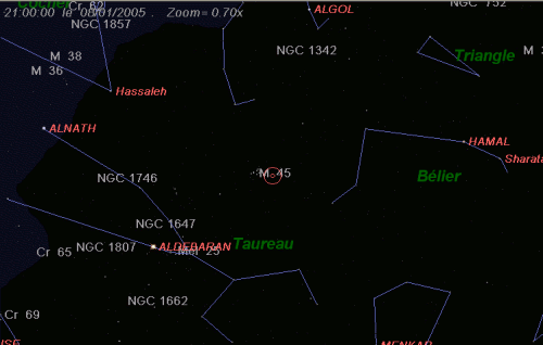 La comète Machholz (C/2004 Q2) est proche des Pléiades (M45)