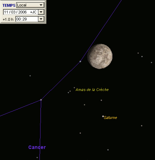 La Lune passe à proximité de l'amas de la Crèche (M44)