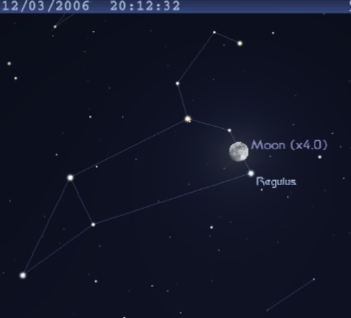 La Lune passe à proximité de l'étoile Régulus