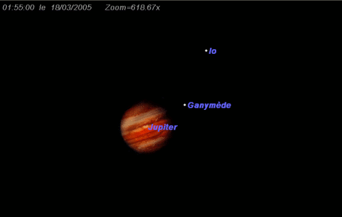 Les satellites Ganymède et Io disparaissent dans l'ombre de Jupiter