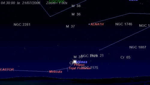 La planète Vénus passe à proximité de l'amas ouvert M35