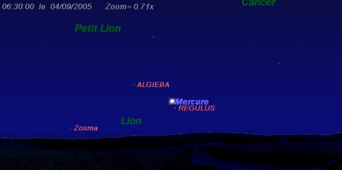 La planète Mercure passe à proximité de l'étoile Régulus