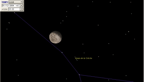 La Lune passe à proximité de l'amas de la crèche (M44)