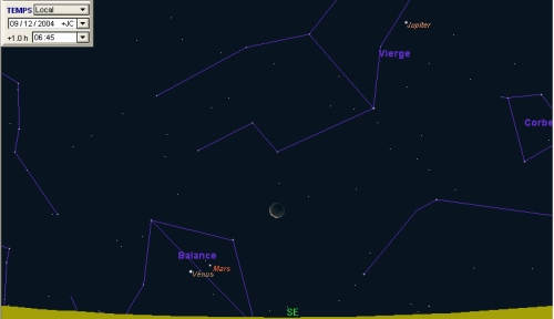 La Lune est en conjonction avec la planète Mars