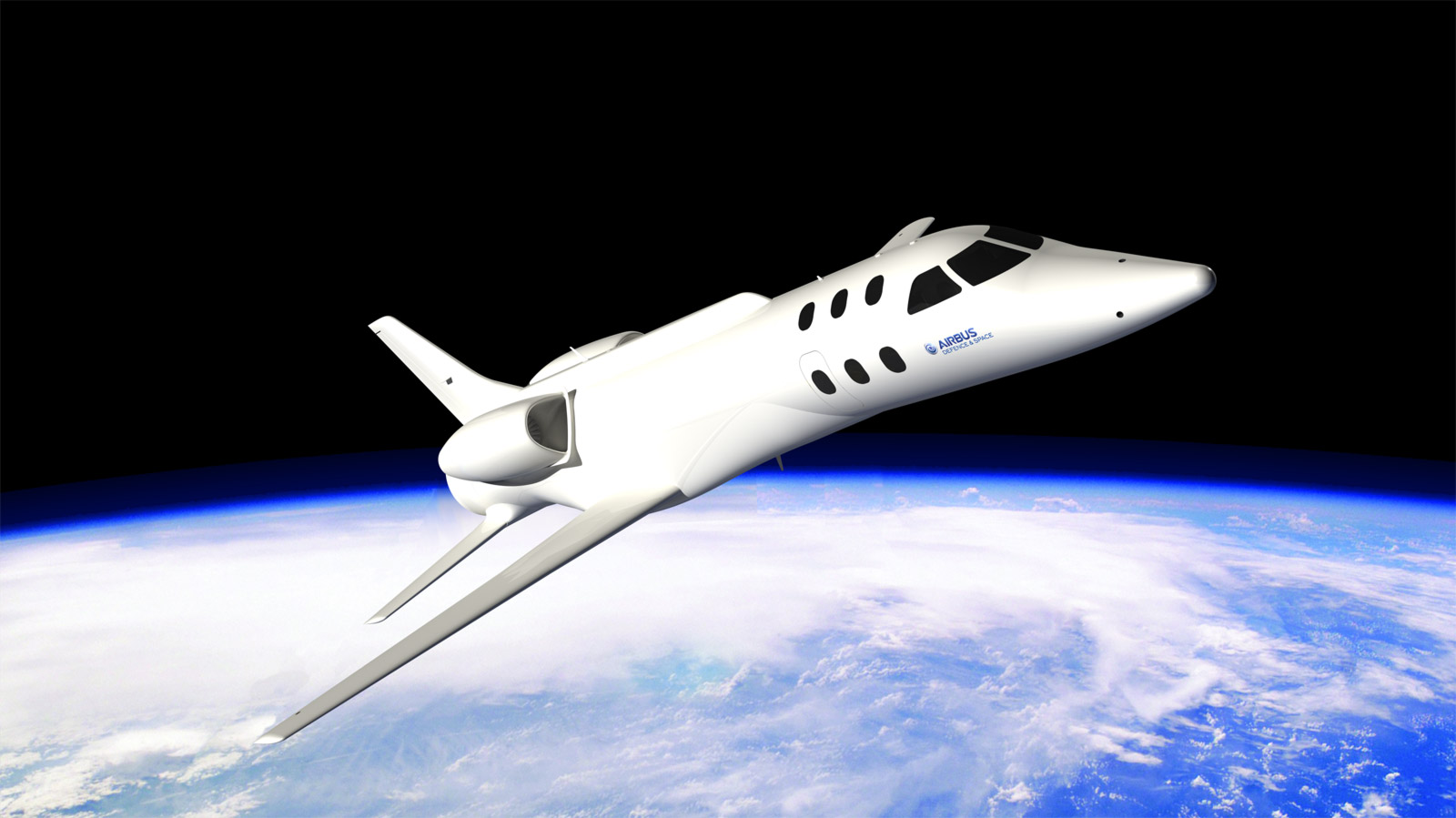 Le Spaceplane d'Airbus Espace dans sa dernière configuration. On remarque la disparition&nbsp;de l'empennage en canard et le nouveau dessin&nbsp;des ailes. © Airbus Espace