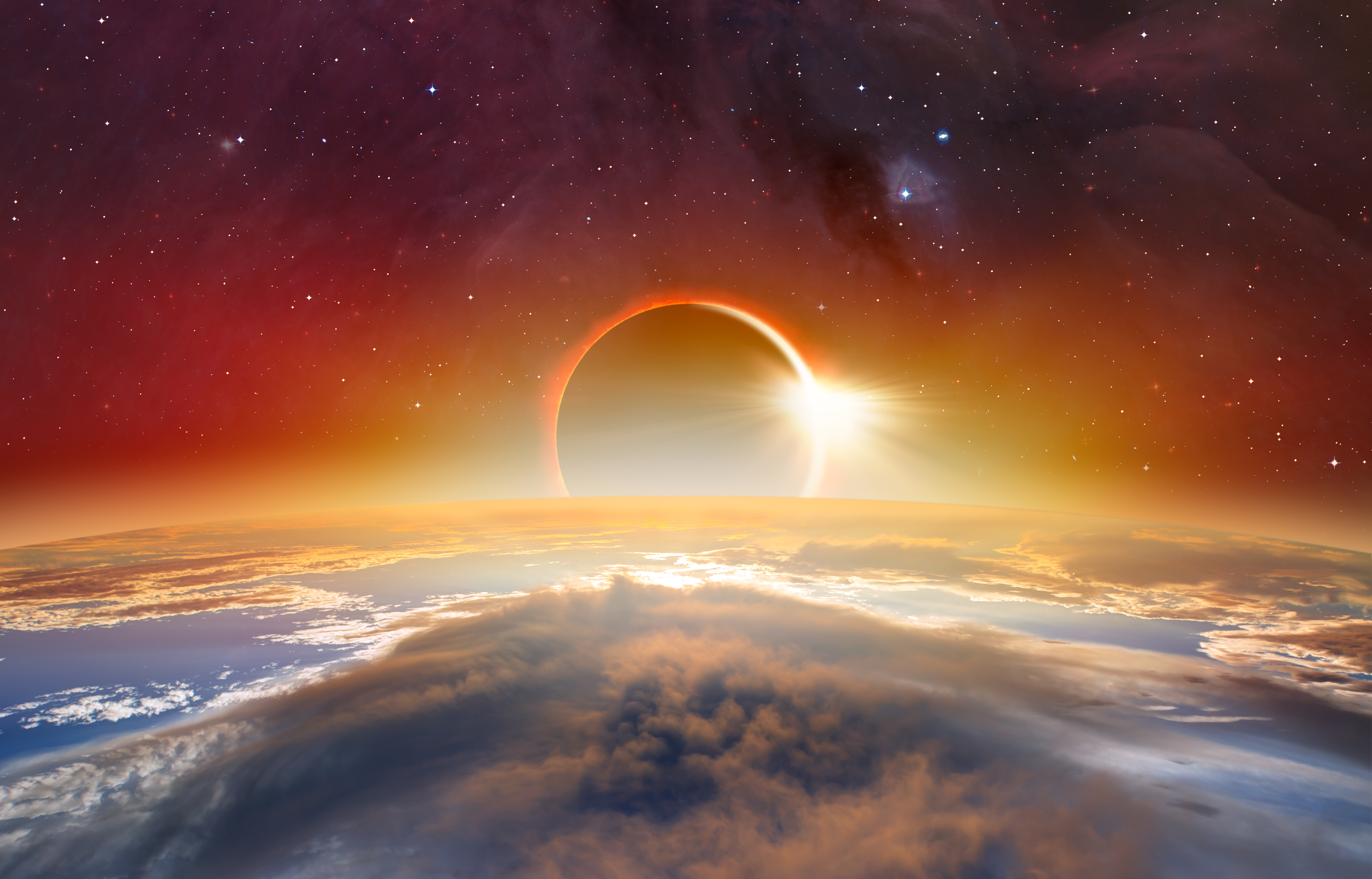 La Nasa n'a pas encore dévoilé la date de lancement de sa prochaine plateforme de streaming Nasa+. Illustration d'une éclipse du soleil d'après des éléments fournis par la Nasa. © muratart, Adobe Stock