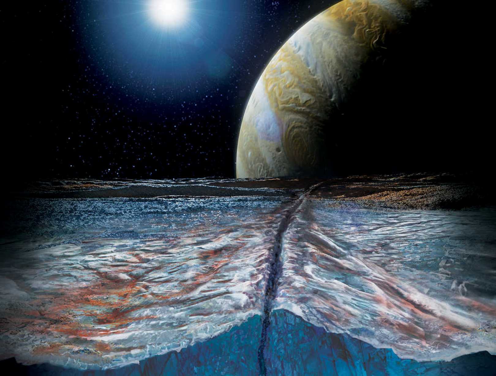 Que cache Europe, petite lune de Jupiter sous sa surface gelée ? © Nasa, JPL-Caltech