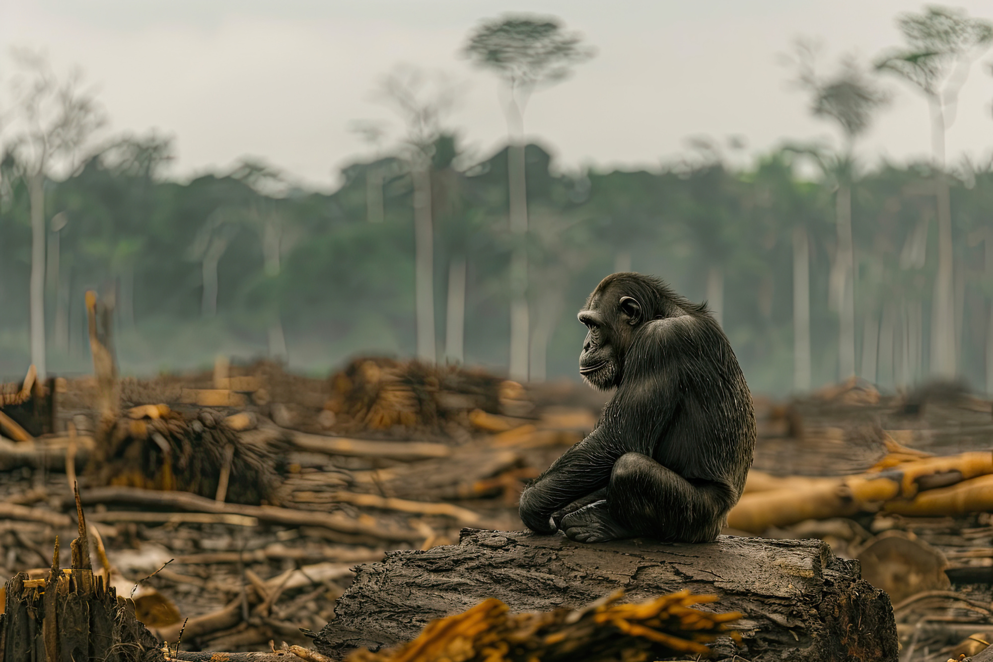 La détérioration des habitats naturels partout dans le monde impacte très sévèrement la faune sauvage, dont la population chute de manière dramatique (image réalisée par IA). © dan, Adobe Stock