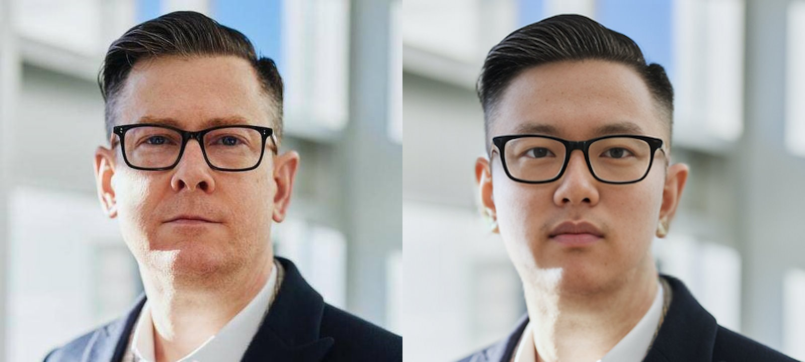 À gauche, une image provenant d’une banque d’images. À droite, une version modifiée par IA utilisée par un Nord-coréen pour postuler dans une entreprise de cybersécurité américaine. © KnowBe4