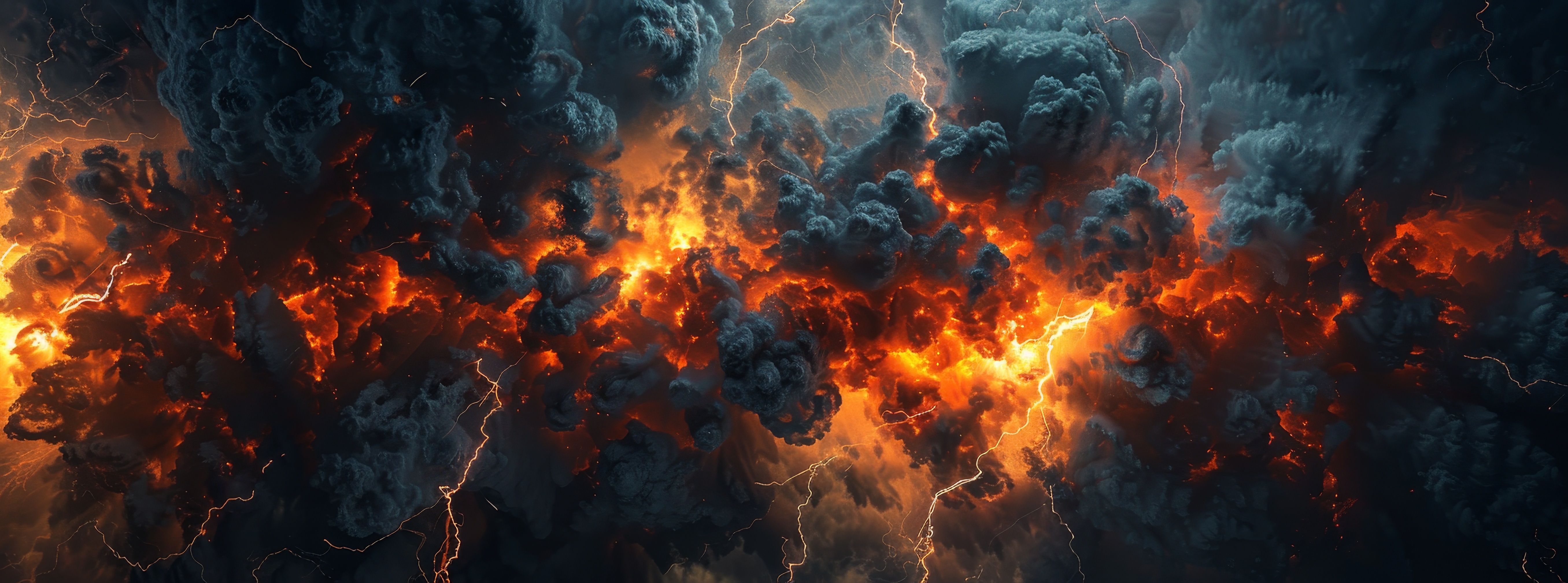 Des orages se forment avec la chaleur du feu. Image générée par l'intelligence Artificielle. © Mark, Adobe Stock