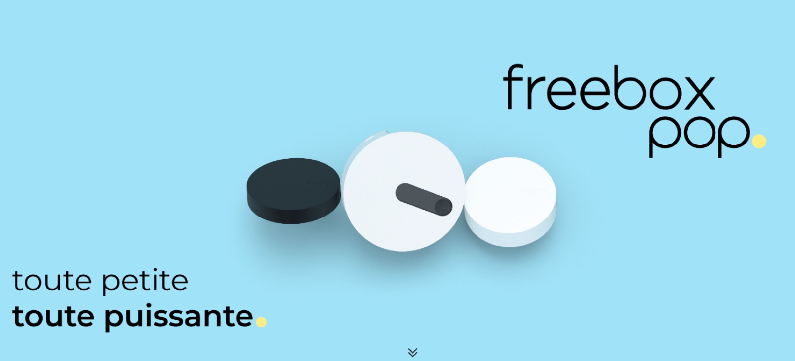 La Freebox Pop V8 est composée de deux modules, avec un serveur et un player. © Free