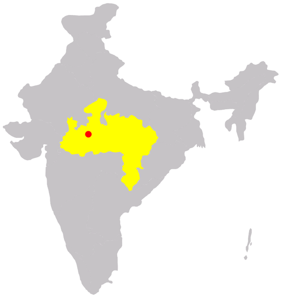Localisation de la ville de Bhopal, capitale du Madhya Pradesh, l’un des États de l’Inde. © Immanuel Giel, Wikimedia Domaine public
