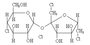 Molécule de saccharose, dioside, composée d’un glucose (à gauche) et d’un fructose (à droite). © Peter-Paul Peterson, Wikimedia domaine public