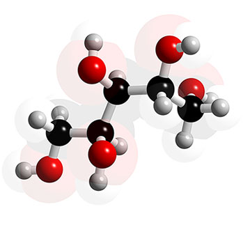 Structure chimique en 3D du Xylitol, crédits 3dchem.com