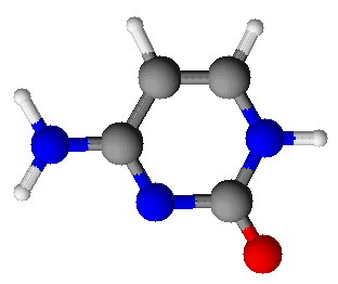 La cytosine est une molécule hétérocyclique. © Sergeswi, Wikimedia, domaine public