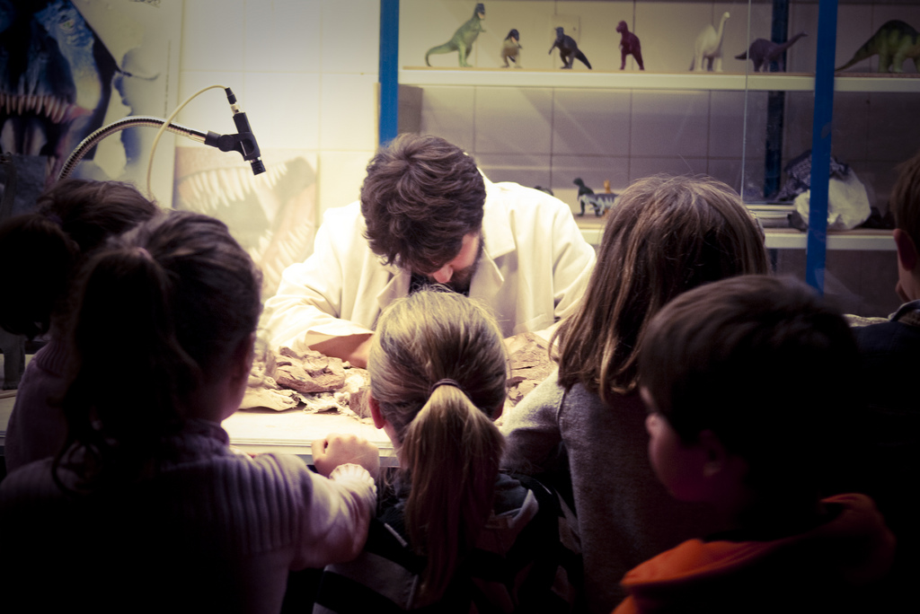 La paléontologie se pratique à la fois sur le terrain lors de fouilles et en laboratoire pour des études plus approfondies. Le nom de cette discipline signifie littéralement « science étudiant la vie ancienne ». © AlexTurtles, Flickr, cc by nc sa 3.0