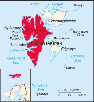 L'île de Spitzberg se situe dans l'archipel du Svalbard. &copy; domaine public