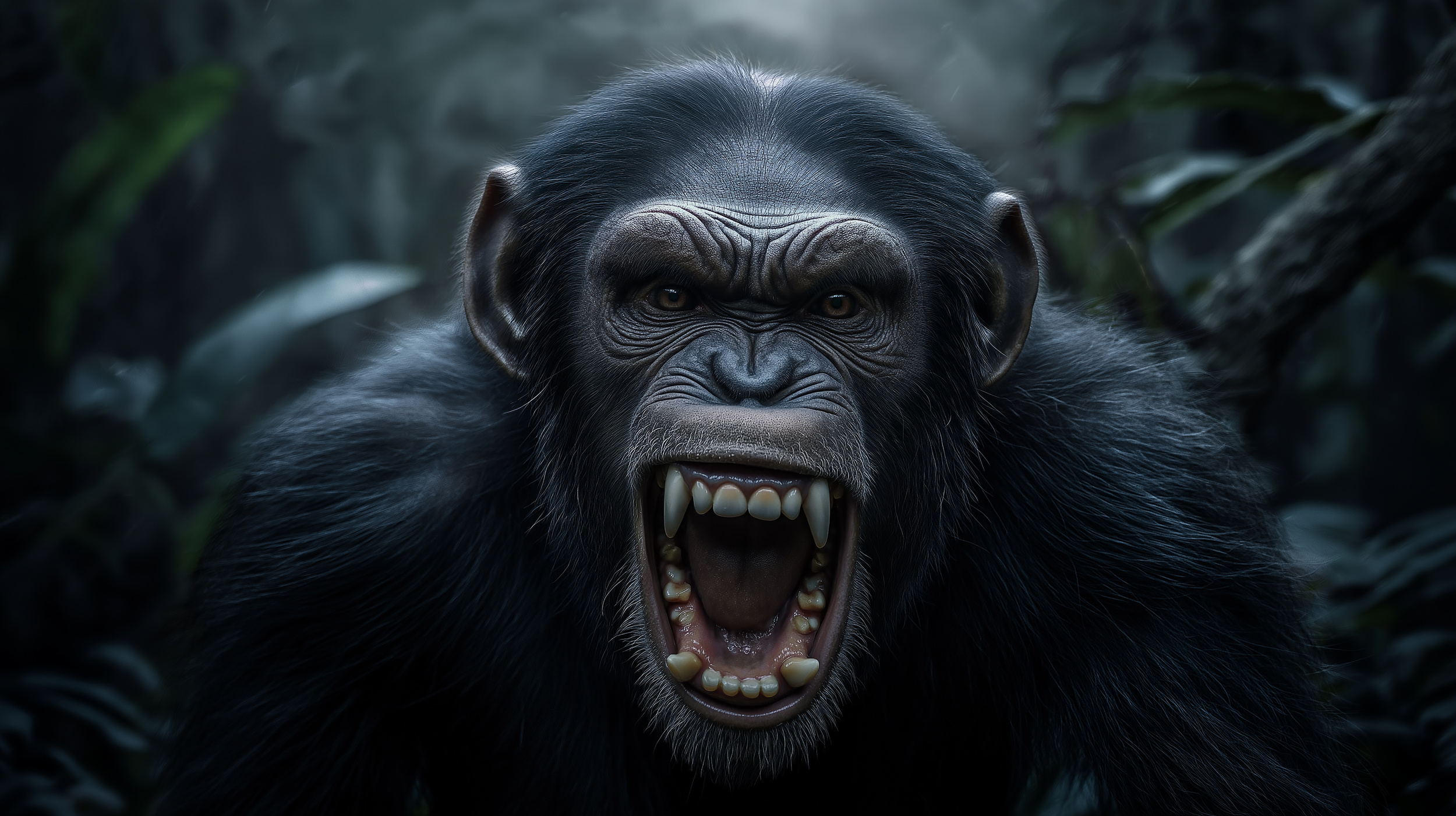 Selon les chercheurs, il est possible que la guerre des chimpanzés de Gombe ait contribué à l'apparition de violence transgénérationnelle. © Andres Mejia, AdobeStock (généré par IA)