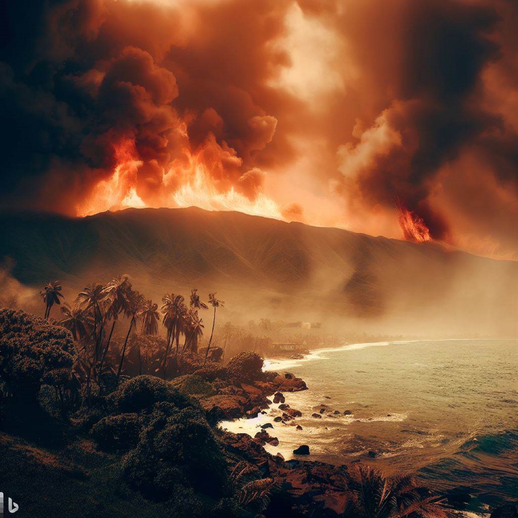 Une partie de l'île de Maui est ravagée par les flammes. © Karine Durand, Image Bing