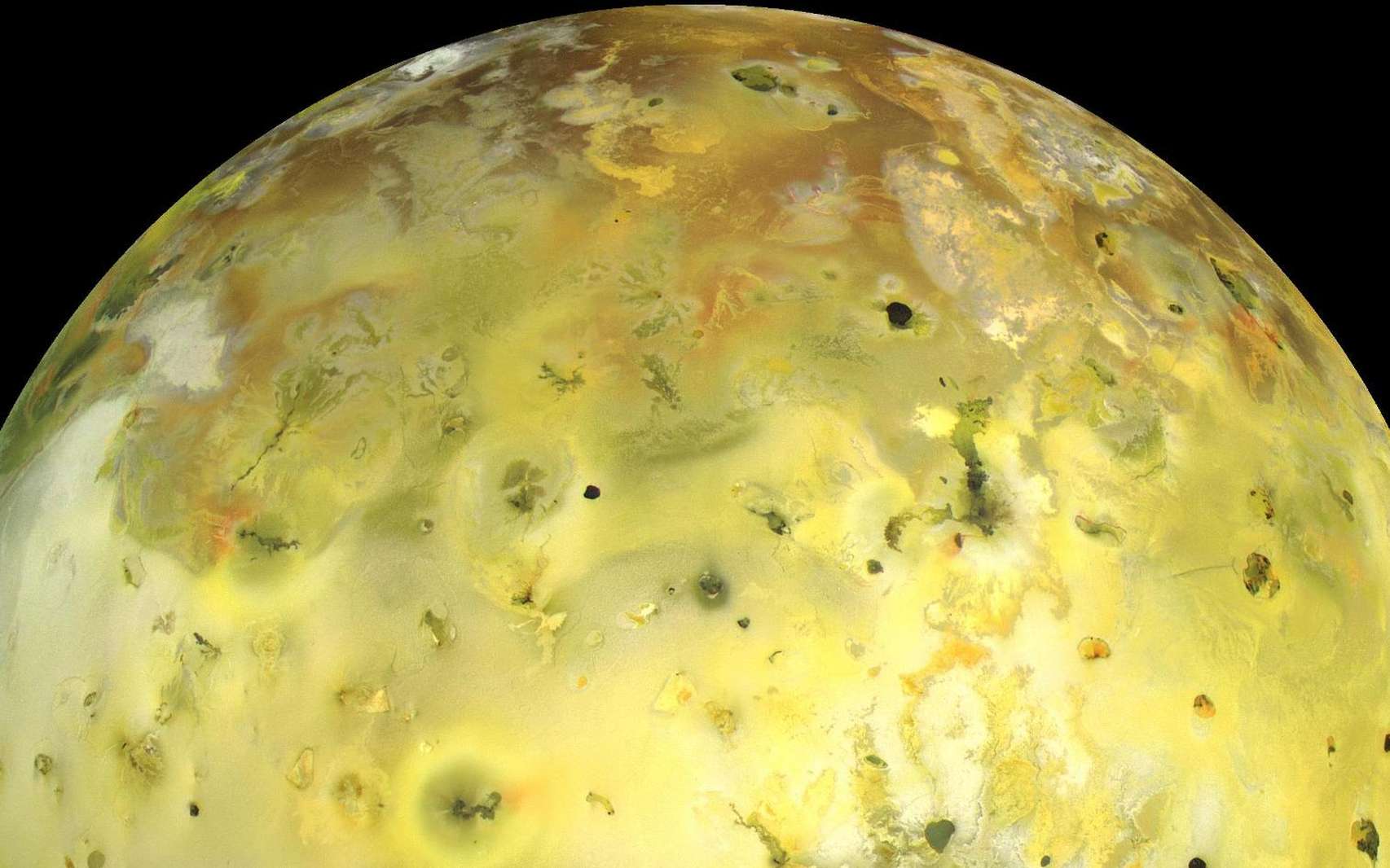 Une photo en vraies couleurs de Io, la lune volcanique de Jupiter. © Nasa,&nbsp;University of Arizona&nbsp;