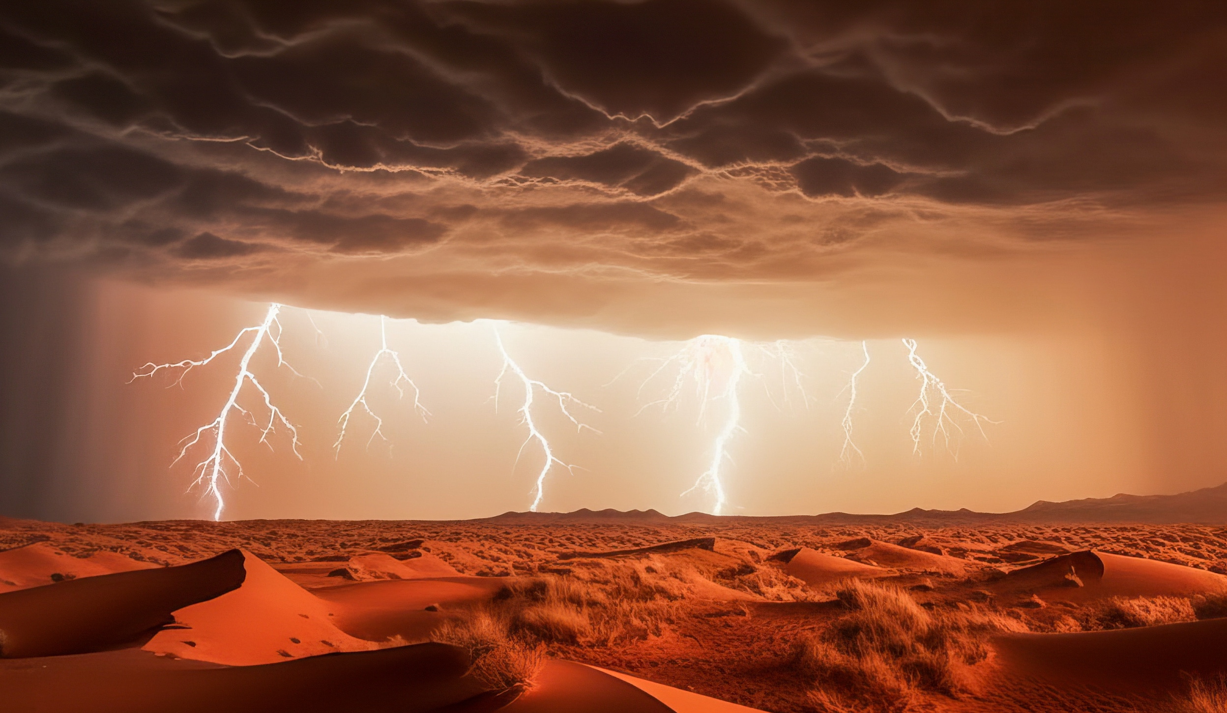 Image générée par une IA d'un orage avec de multiples éclairs. © Alexander, Adobe Stock