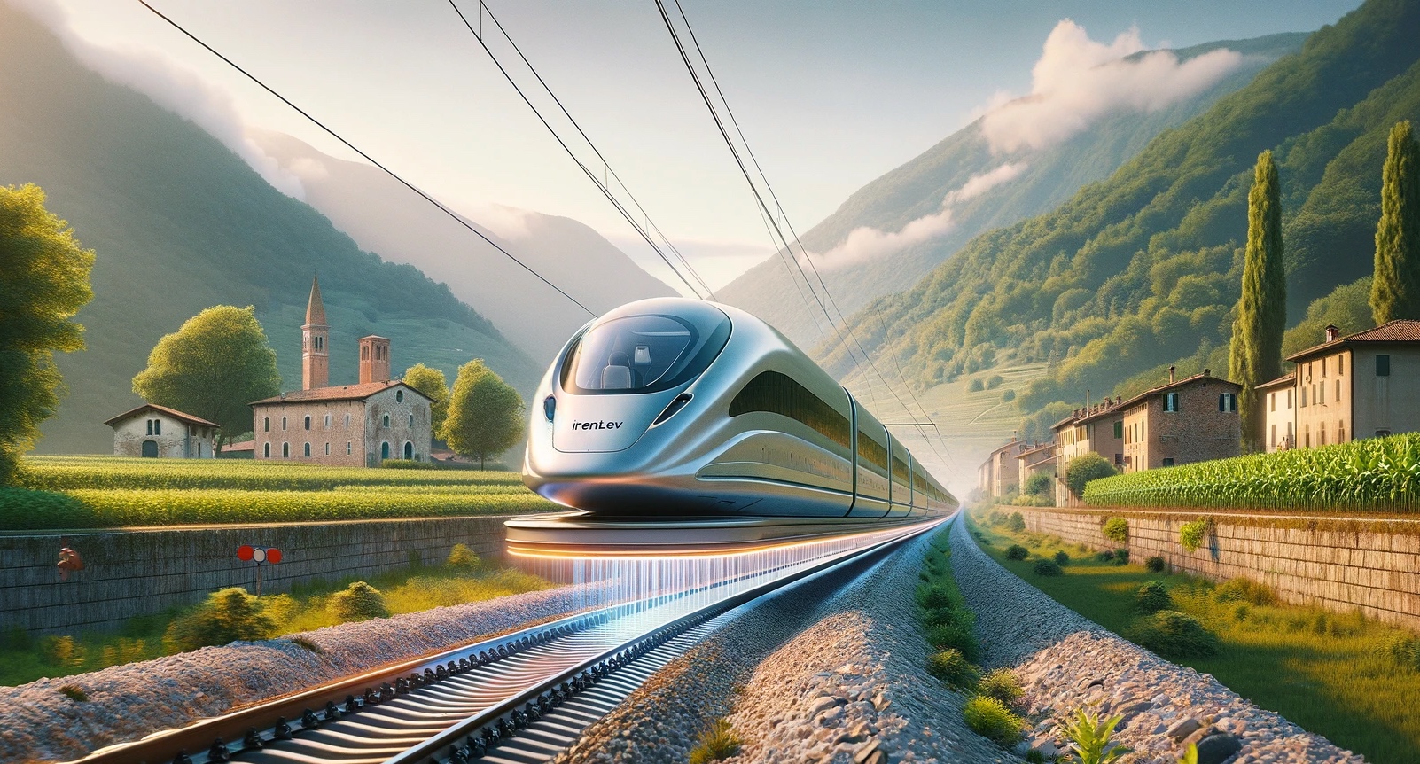 Cette image générée à l'aide d'une IA est une illustration qui évoque les trains du futur en lévitation. © XD, Futura avec DALL-E