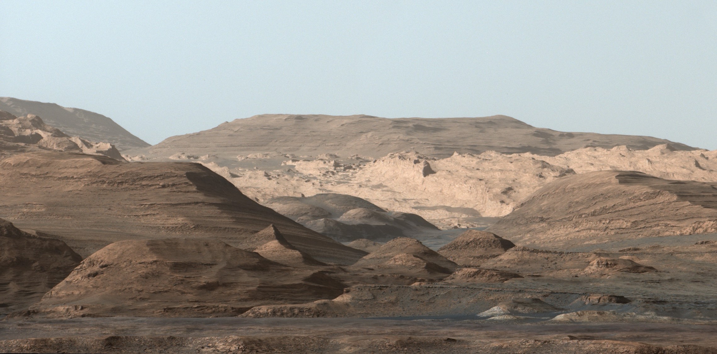 L'environnement martien photographié par Curiosity en 2015.&nbsp;© Nasa, JPL-Caltech, MSSS