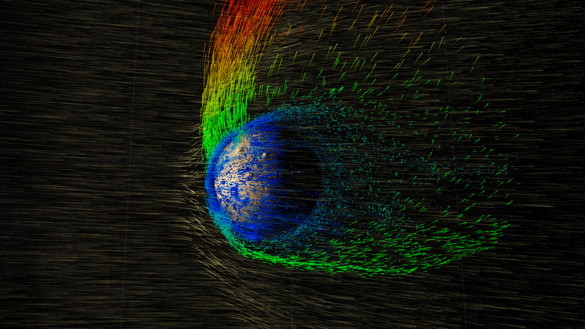 Érosion de l'atmosphère de Mars par le vent solaire. © Nasa, Goddard Space Flight Center