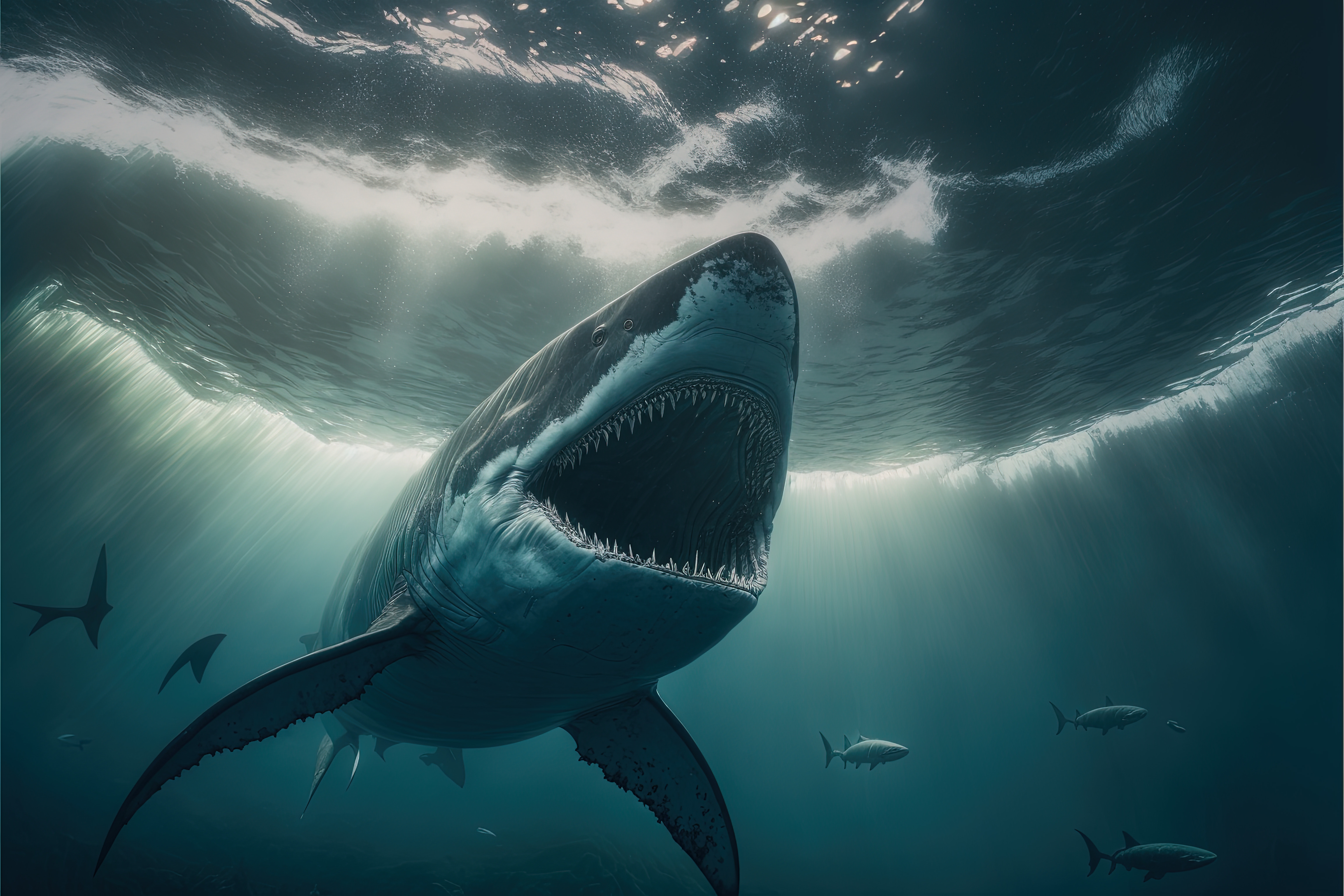 Après l'examen de ses vertèbres et la comparaison à celles de requins blancs, les scientifiques ont conclu que le mégalodon était moins massif que l'on imaginait. © severin, Adobe Stock