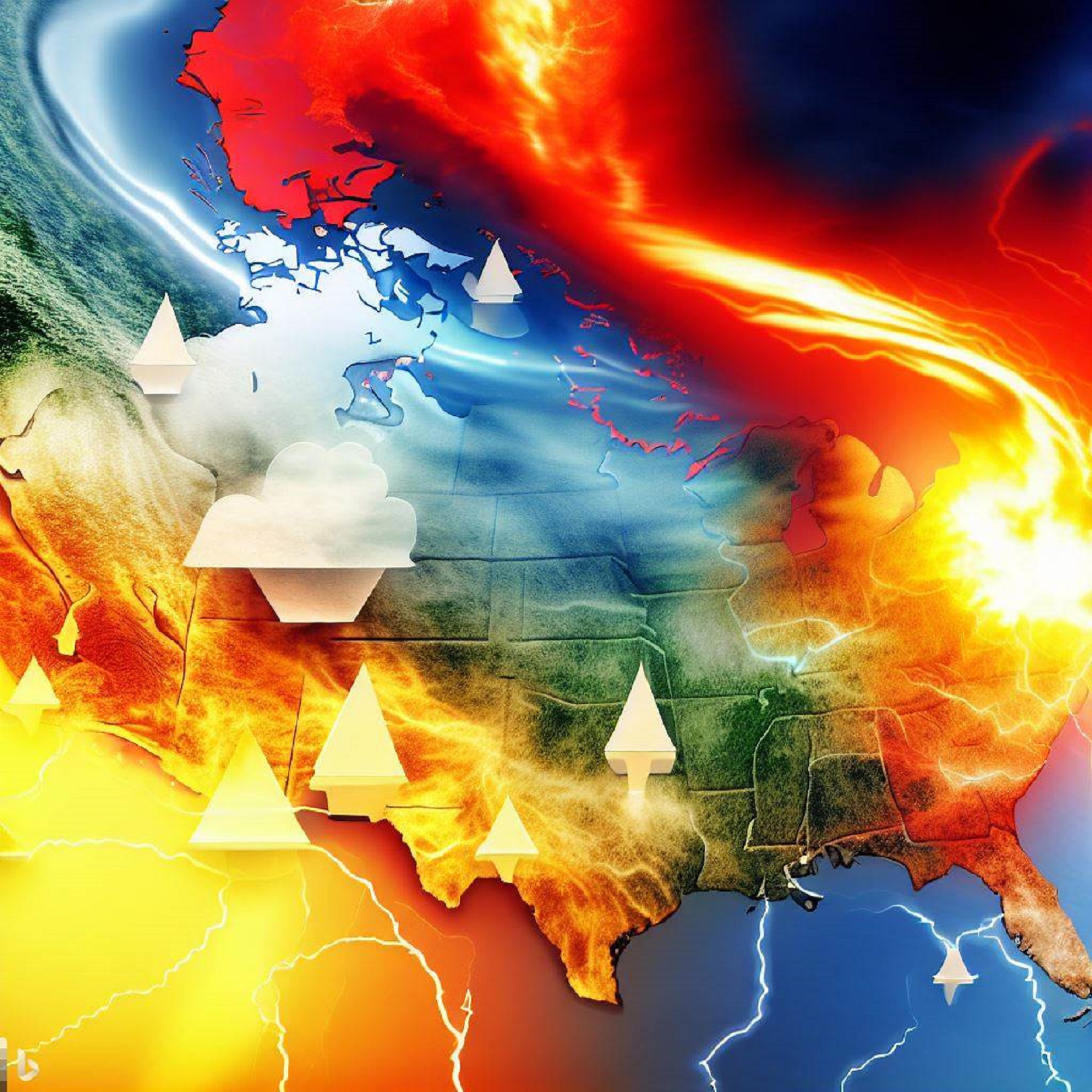 L'Amérique du Nord subit une météo extrême de toutes parts depuis début juin. © Karine Durand, Bing Image Creator