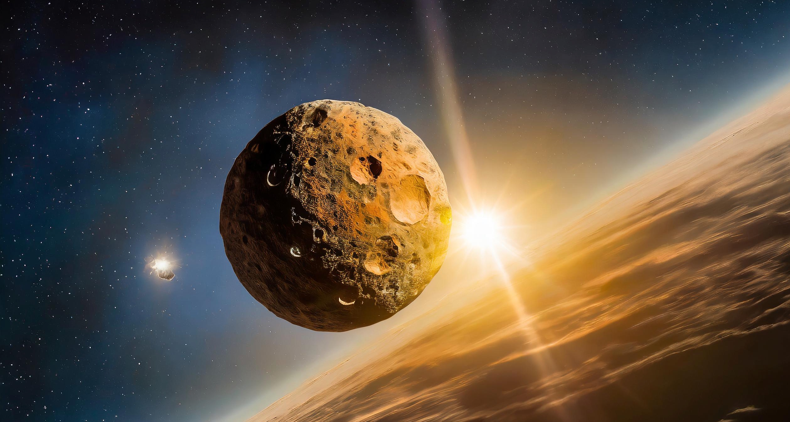 L'astéroïde Zoozve est en résonance orbitale 1:1 avec Vénus. © XD, Futura avec Adobe Firefly