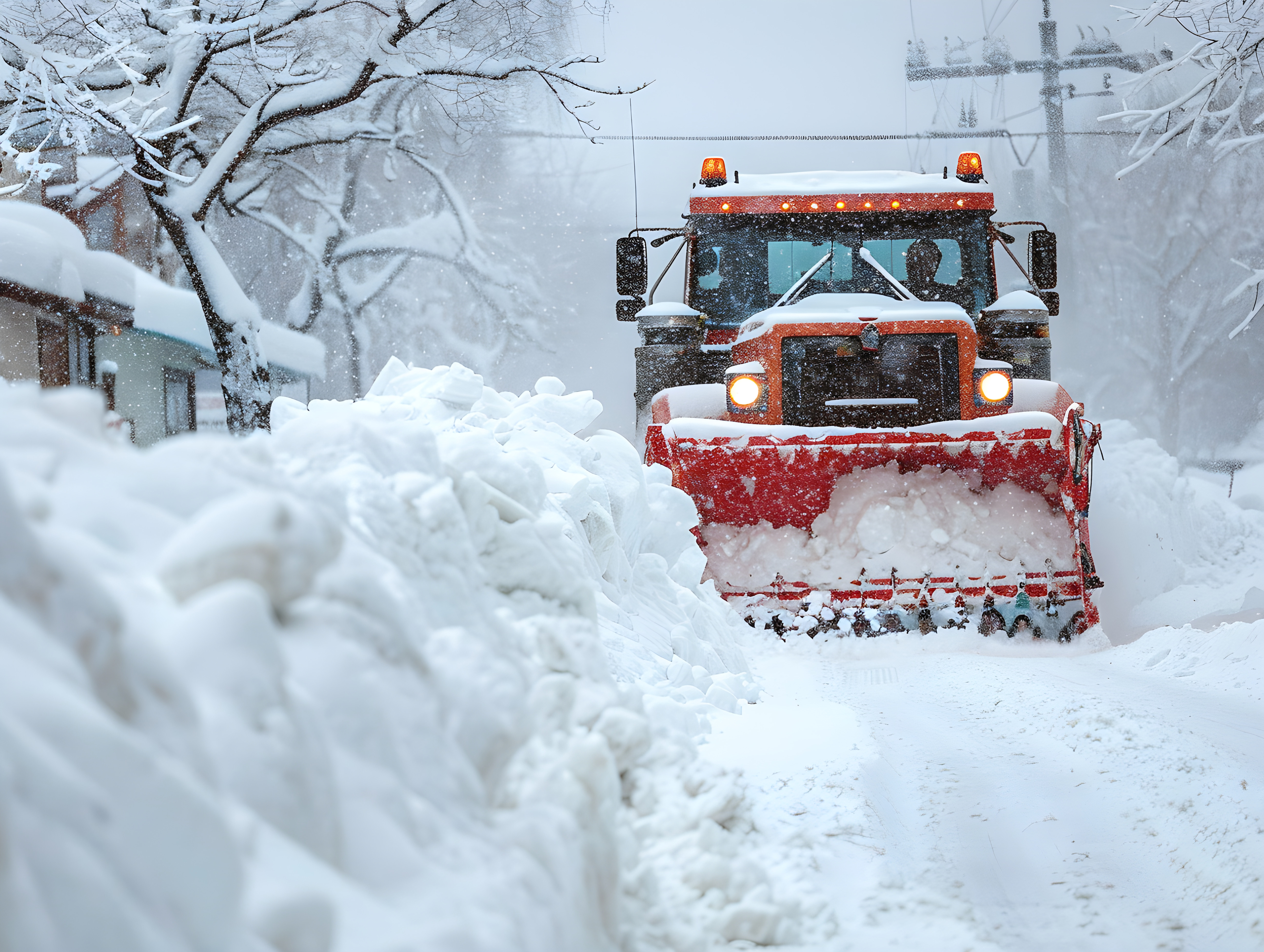 Une accumulation de neige incroyable a été mesurée en Normandie le 2 décembre 2010. Image générée par l'Intelligence Artificielle. © domi002, Adobe Stock