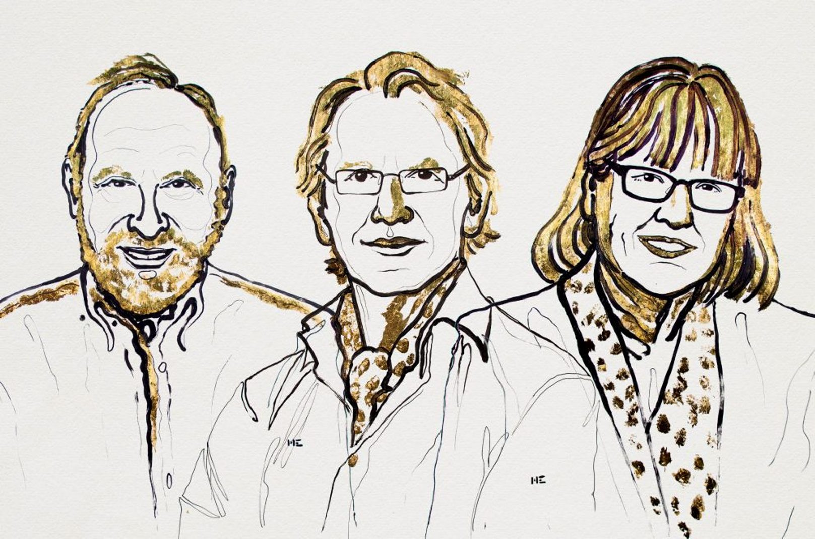 De gauche à droite, les prix Nobel de physique 2018 Ashkin, Mourou et Strickland © Nobel Media AB 2018