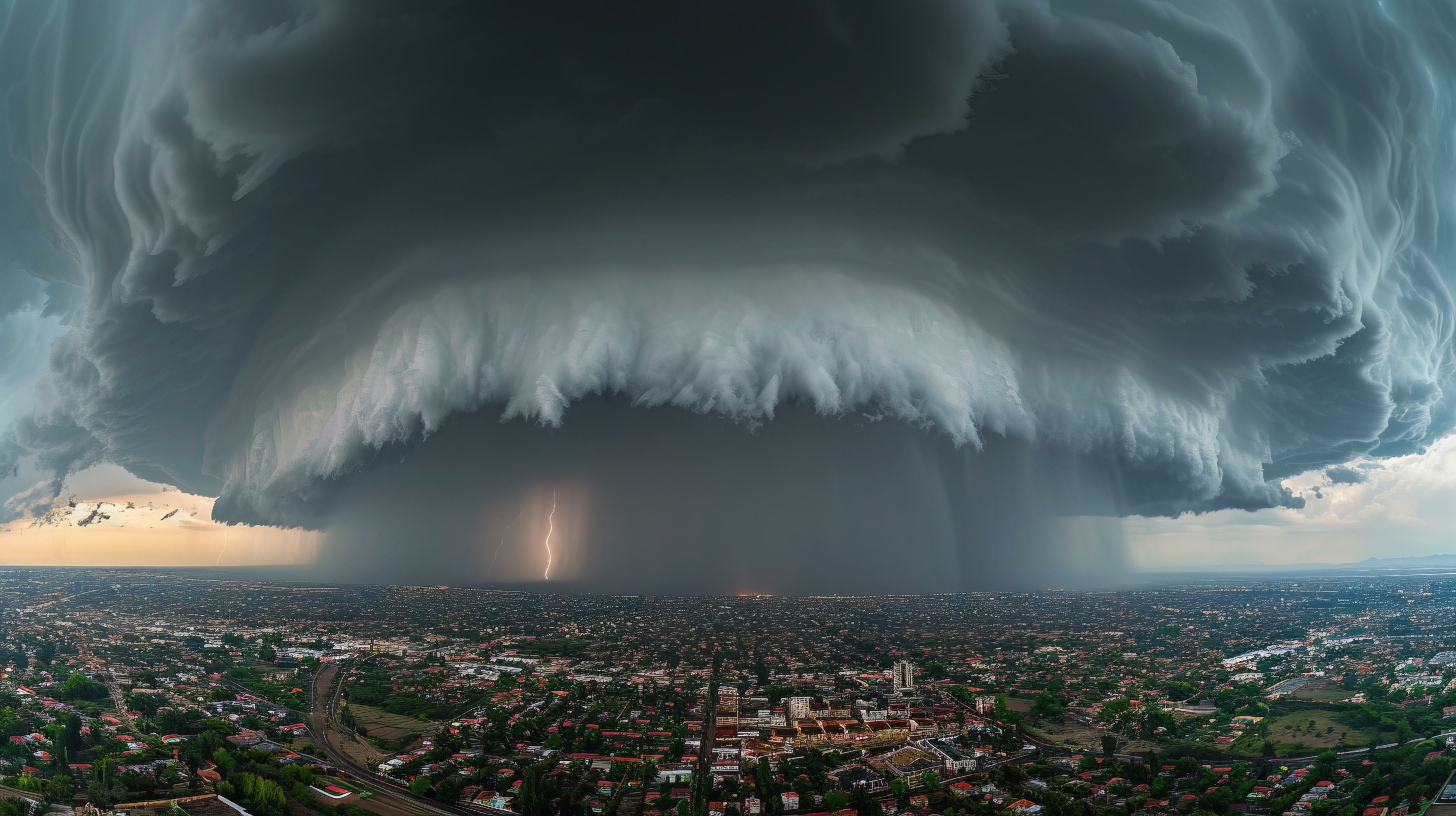 Un orage stationnaire qui déverse de fortes pluies au-dessus d'une ville. © Adobe Contributor, Adobe Stock