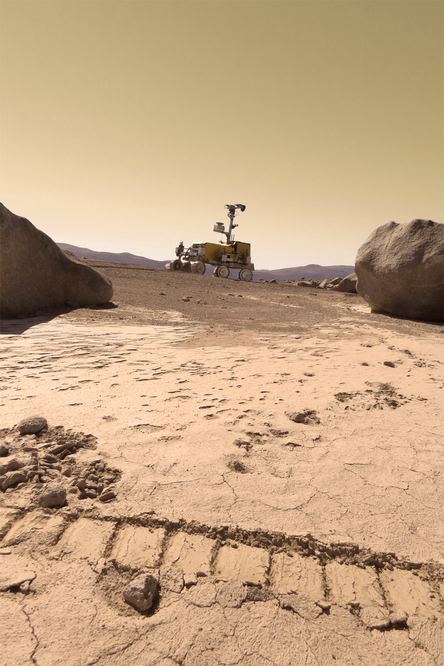Le rover Bridget d'Astrium lors de ses essais au Chili. © Elie Allouis, Astrium