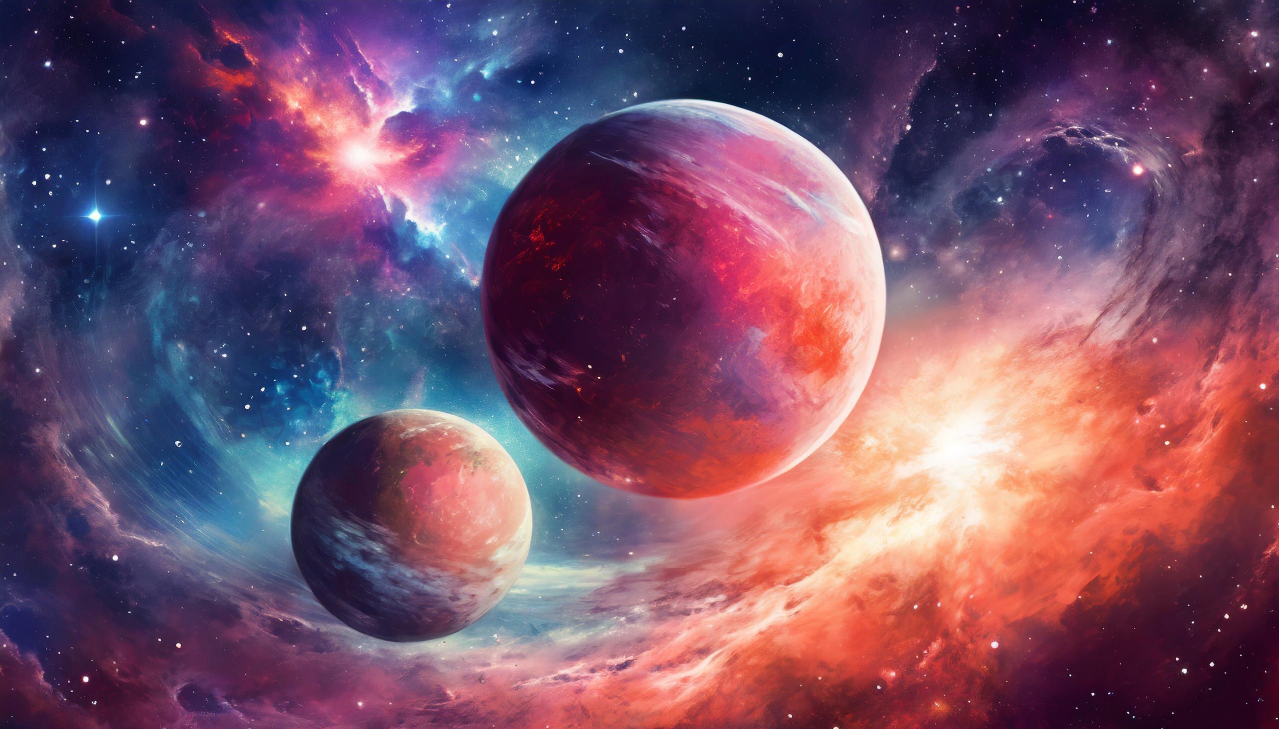 Illustration générée à l'aide d'une IA de planètes doubles dans la nébuleuse d'Orion. © XD, Futura avec Adobe Firefly
