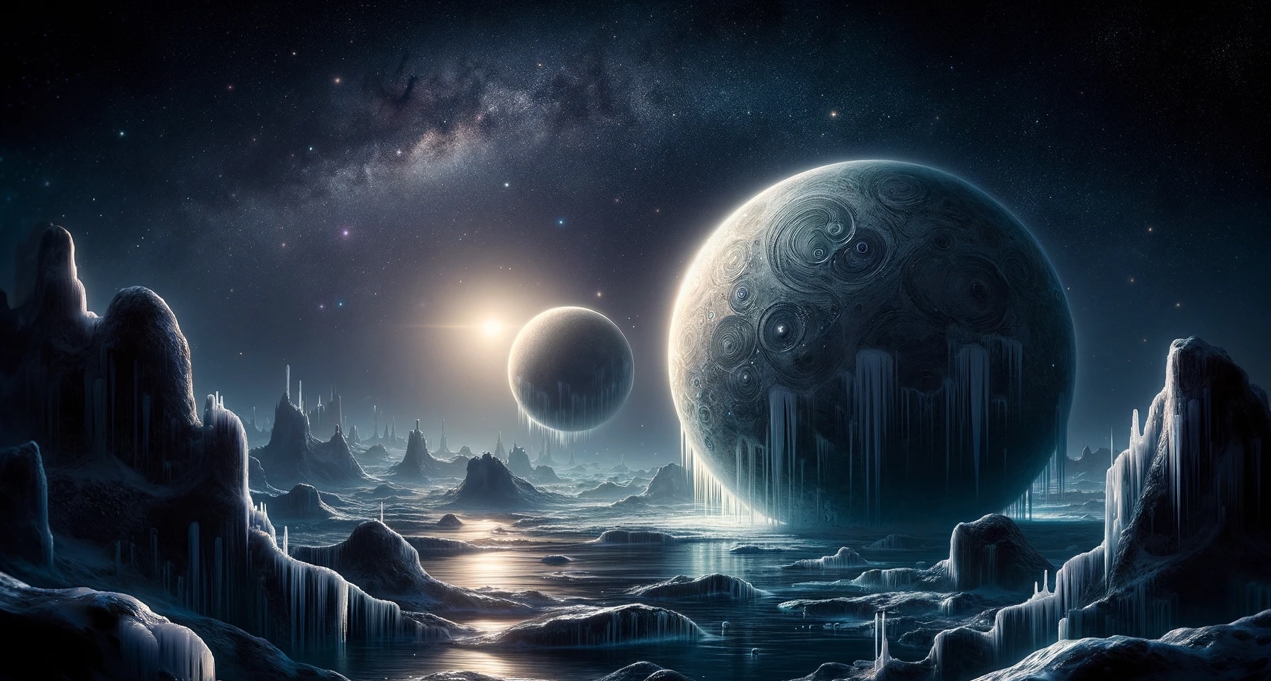 Illustration de planètes naines aux confins d'un système planétaire. ©XD, Futura avec DALL-E