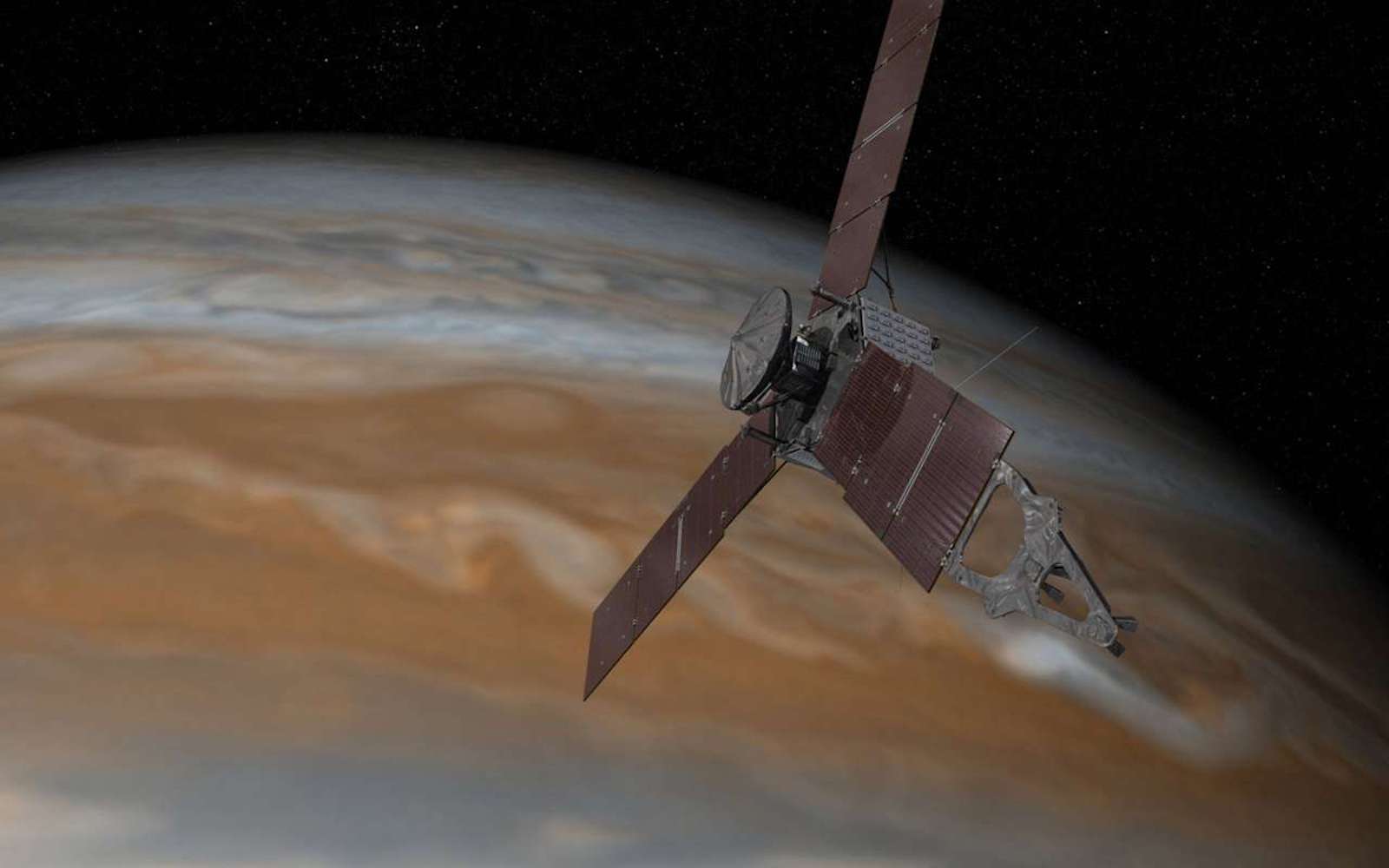 La sonde Juno étudie la planète Jupiter. © NASA / JPL