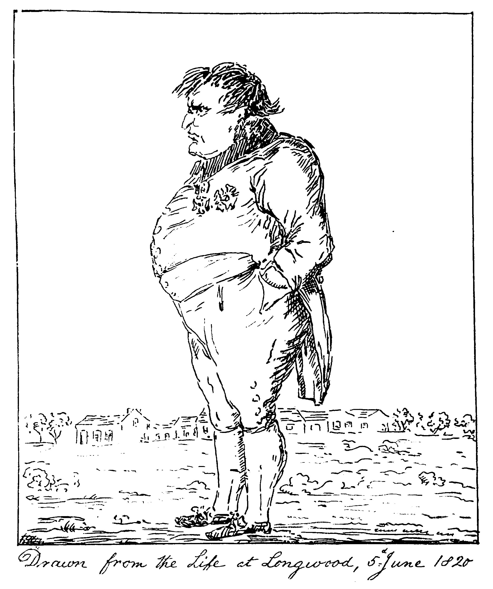 Ce dessin anonyme de Napoléon à Sainte-Hélène, réalisé le 5 juin 1820, traduit le petit moral de l'Empereur. © Kirtap, Wikimedia Commons, Domaine public