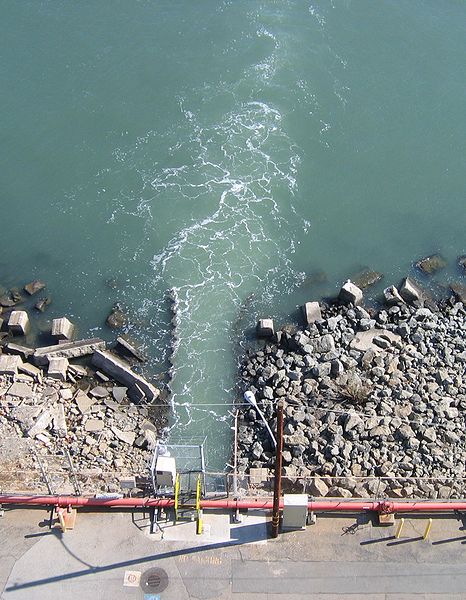 Rejet d’eau chaude d’une centrale électrique dans la baie de San Francisco. © Dragons Flight, Wikimédia GFDL 1.2