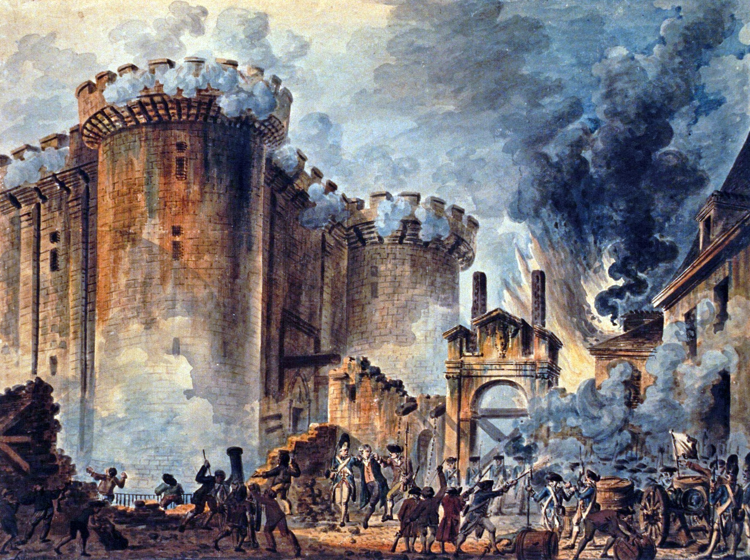 Tableau de Jean-Pierre Houël de la prise de la Bastille. © Jean-Pierre Houël, Wikimedia Commons, Domaine Public
