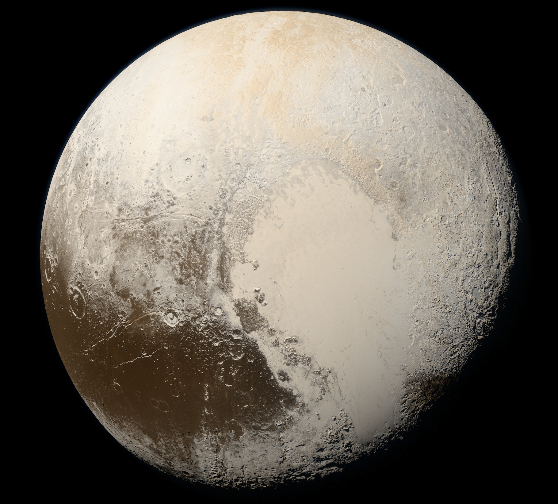 Pluton est la plus connue des planètes naines de notre Système solaire. Ici l’image la plus précise dont les astronomes disposent en couleurs réelles. Une image prise par la sonde New Horizons de la Nasa en 2015. © Nasa, Johns Hopkins University Applied Physics Laboratory, Southwest Research Institute, Alex Parker